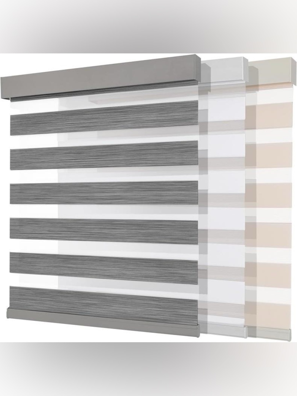 35 X75 JOYDECO FREE-STOP ZEBRA BLINDS (PRO) 75" GRAY